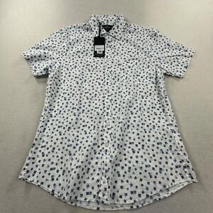 Rodd & Gunn Shirt Mens Large White Woodhill Forest Floral Short Sleeve Button Up